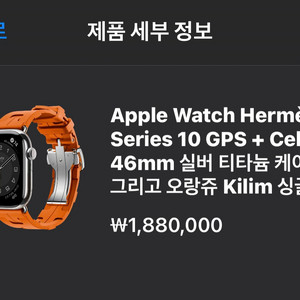 애플워치10 에르메스46mm 킬림 오링쥬 풀셋
