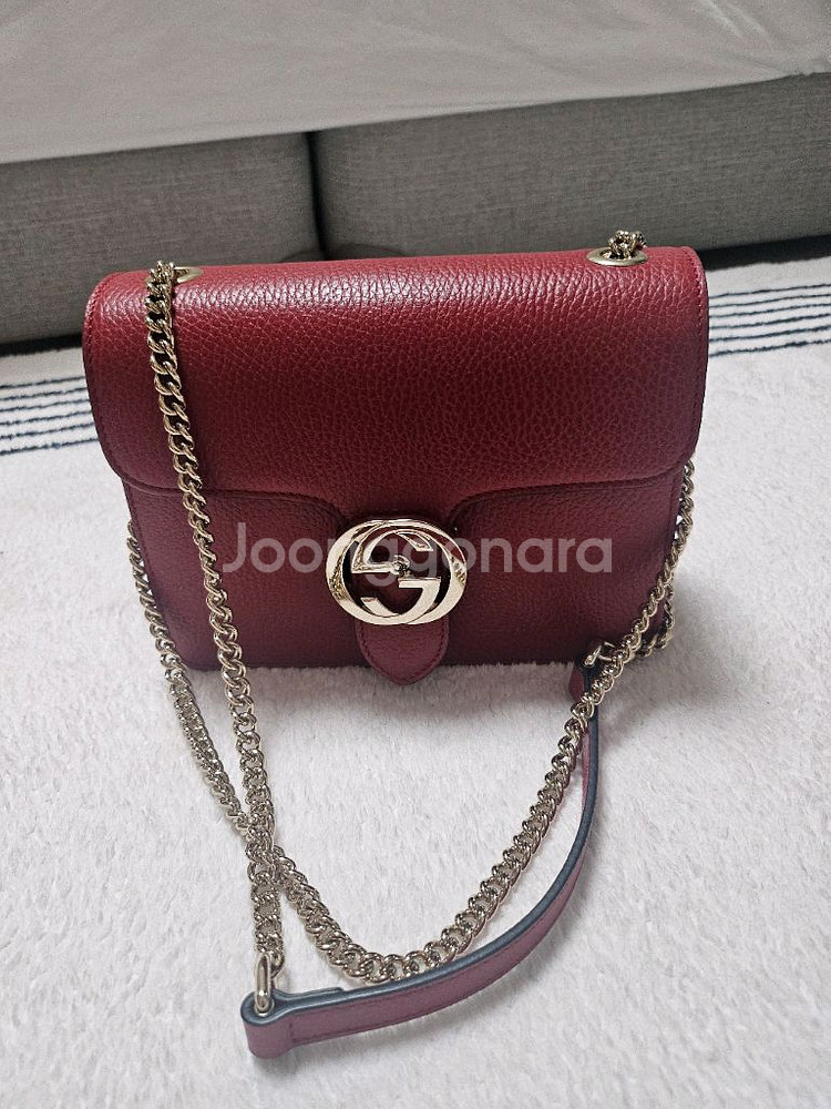 구찌 인터로킹 GG 크로스백 미니 레드--0