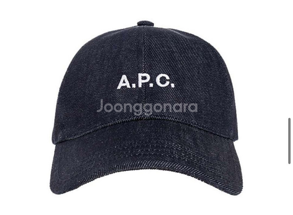 A.P.C 로고 자수 찰리 캡모자 인디고--1