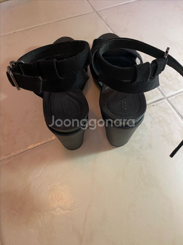 크록스 웨지 샌들(235/블랙)--2