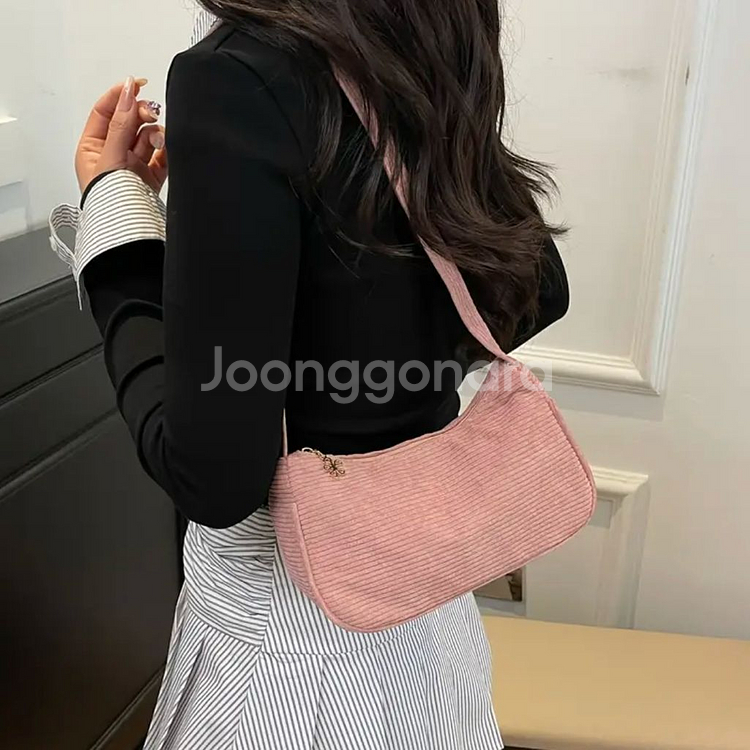 (새상품)코듀로이 숄더백 핑크 Y2K 미니백--0