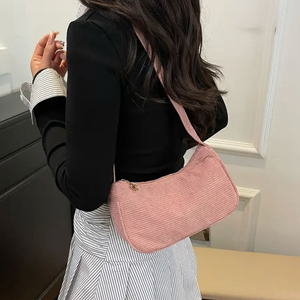 (새상품)코듀로이 숄더백 핑크 Y2K 미니백