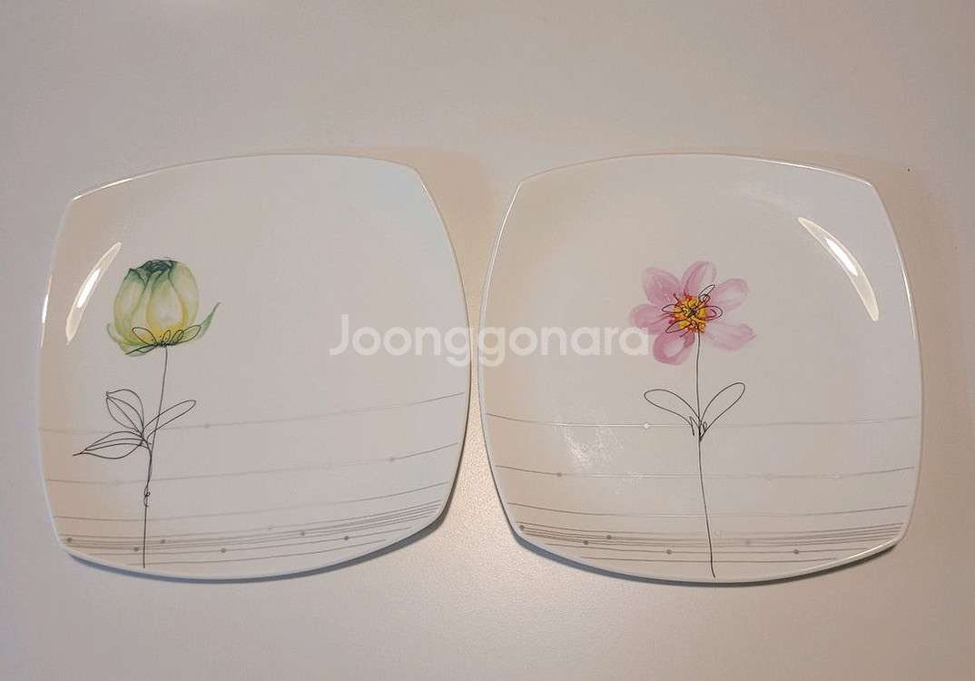 파인차이나 접시2개 한국차이나--0
