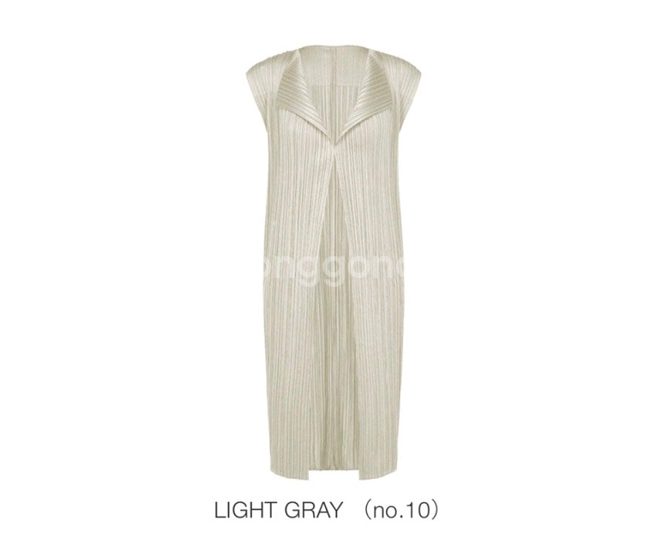 플리츠플리즈 베스트 민소매 롱 가디건 라이트그레이 3--0