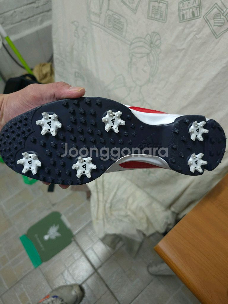 아디다스 골프화 흰색/남색/빨간색--5