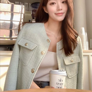 렌느 민트 트위드 자켓 택O