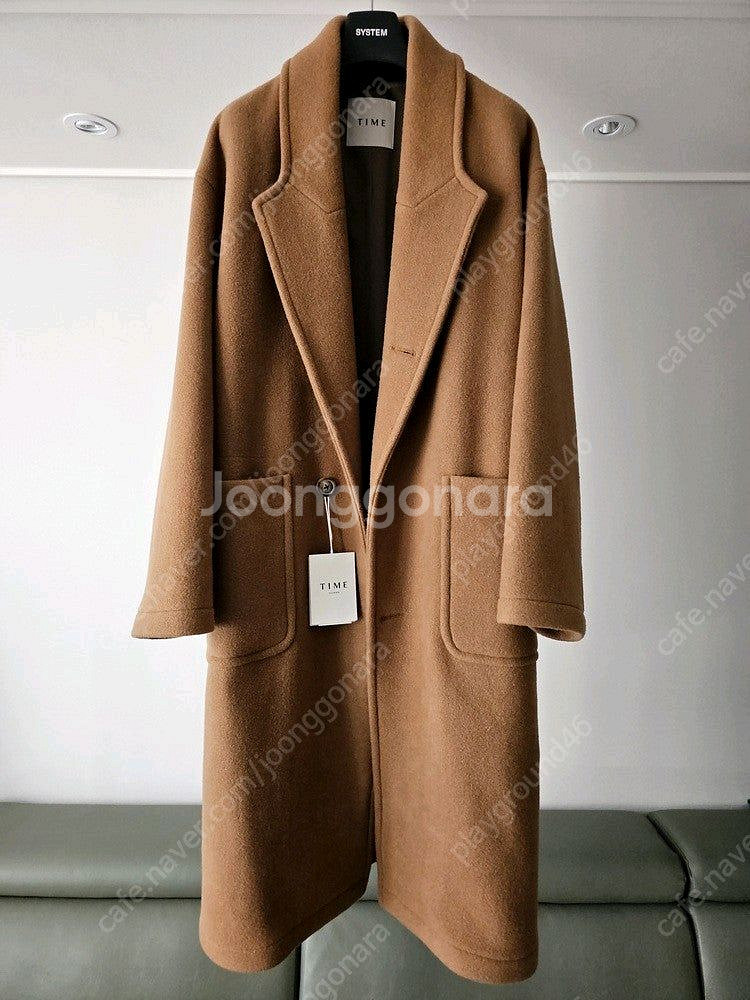 타임옴므 카멜 캐시미어 오버핏 코트--8