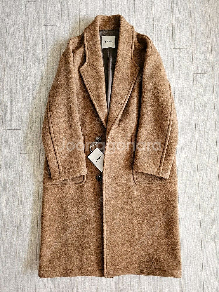 타임옴므 카멜 캐시미어 오버핏 코트--2