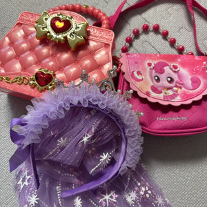 하츄핑 공주 장난감 왕관 베일머리띠 티니핑 가방 새것