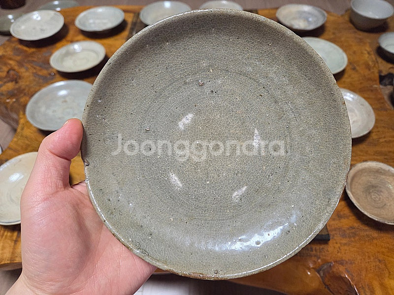 고미술품 고려청자 찌글이 청자접시--2