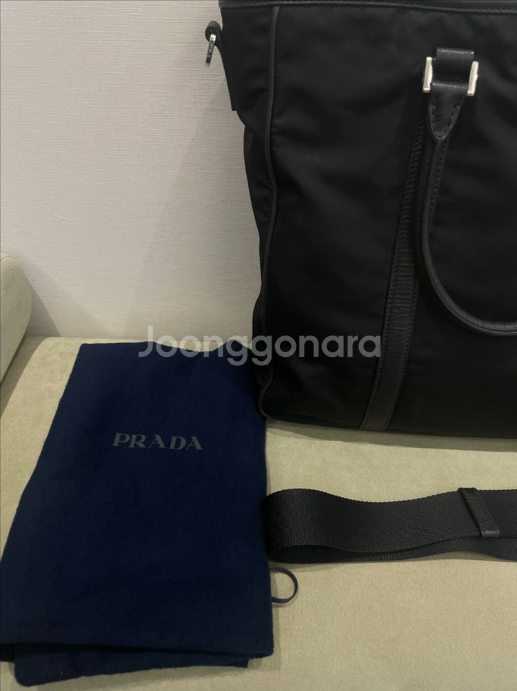 프라다(PRADA) 나일론 사피아노 레더 토트백--3