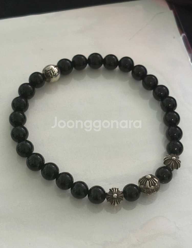 크롬하츠 비즈 팔찌 오닉스 3볼--0