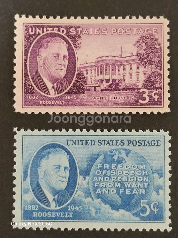 (미국우표) 1945년 제32대 루즈벨트대통령기념 우표--0