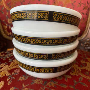 빈티지 파이렉스 에보니 샐러드볼 블랙골드 4pc