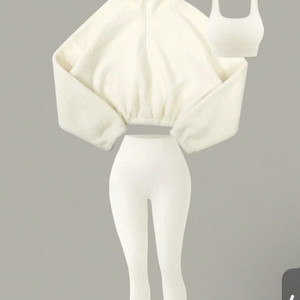 [새상품] 아이보리 S사이즈 3피스 후리스 / 하이웨스