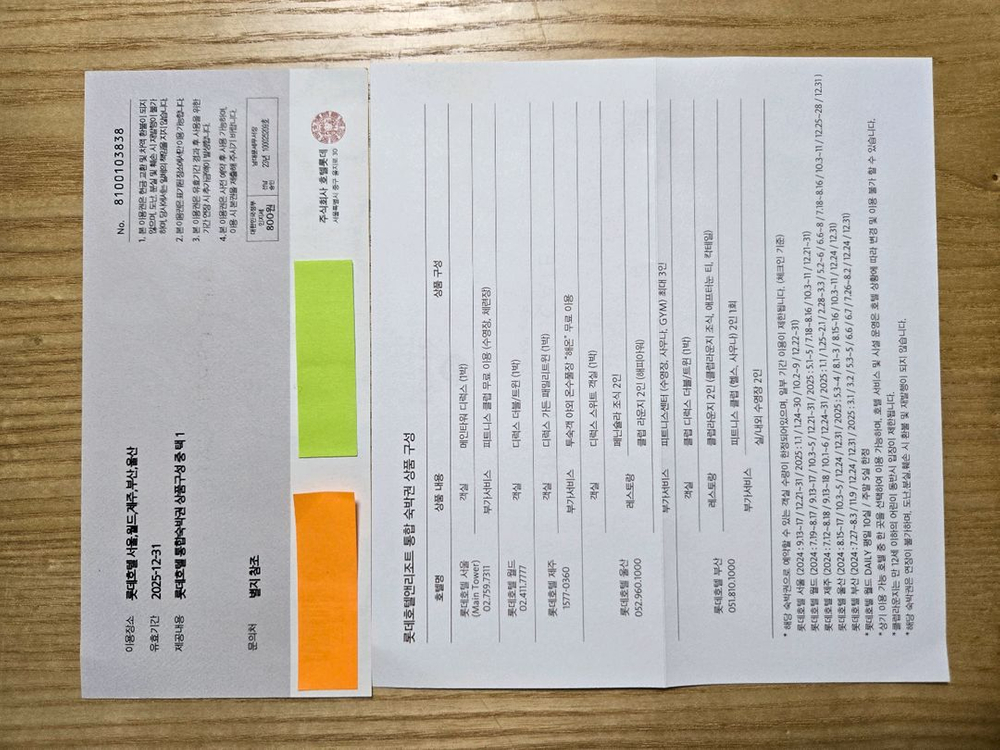 롯데호텔, 통합숙박권--1