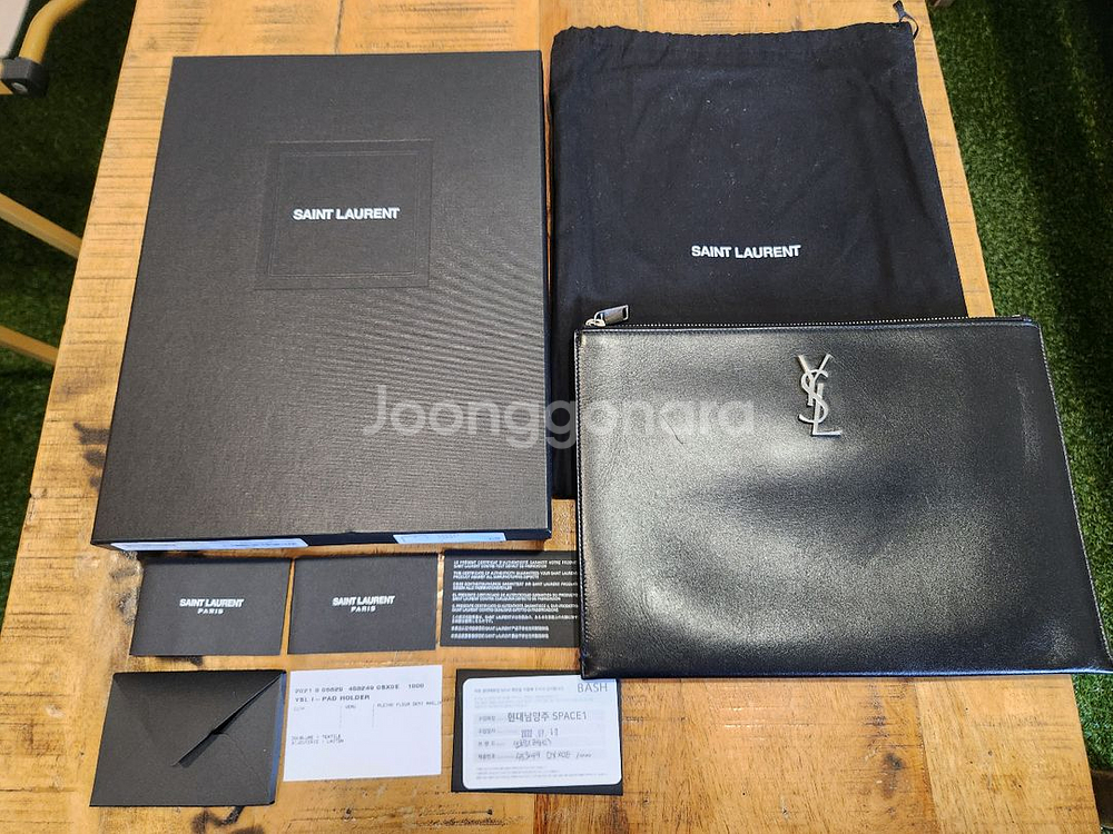 생로랑 YSL 로고 블랙 클러치백(정품)--0