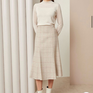 JJ지고트 울 배색 A라인스커트(새상품, 사이즈 55)