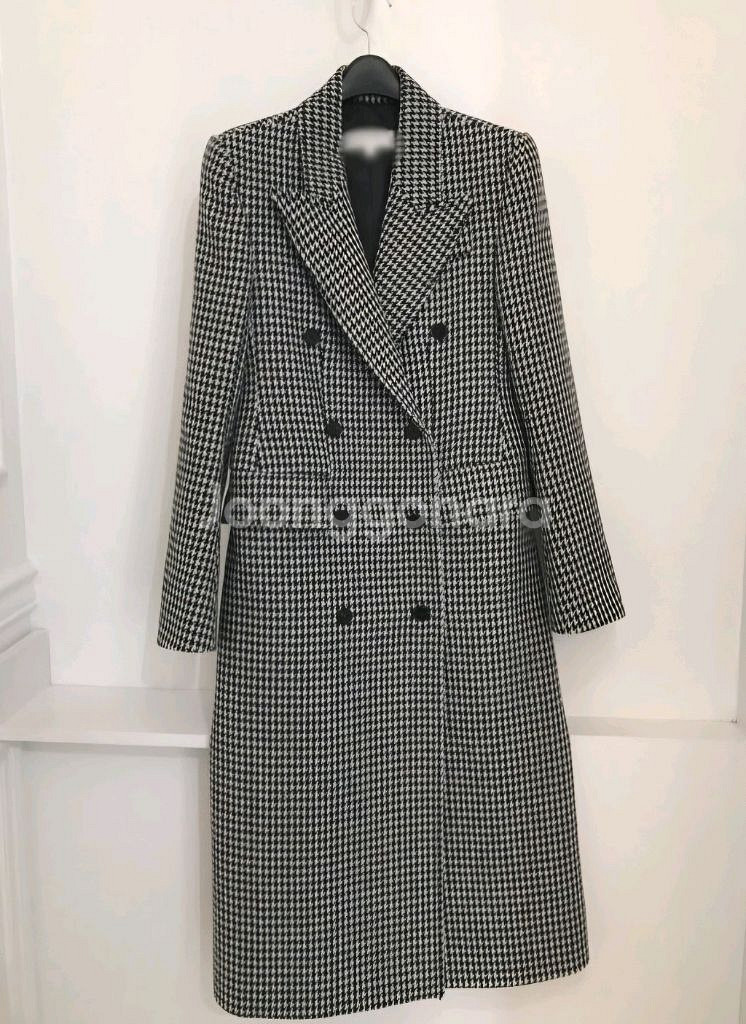 더치치 체크 더블 브레스트 코트 고걸 칙스라벨--7