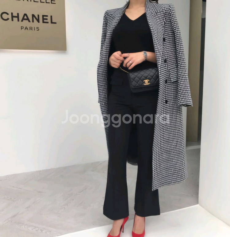 더치치 체크 더블 브레스트 코트 고걸 칙스라벨--6