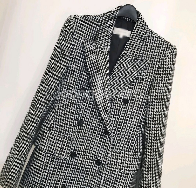 더치치 체크 더블 브레스트 코트 고걸 칙스라벨--8