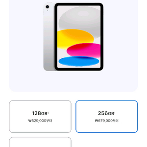 애플 아이패드 A16 256GB 실버 미개봉