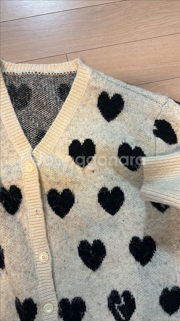 여자 하트 가디건(두께감있음)사이즈 프리 넉넉--3