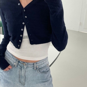 Acme 에크미 캐시니티 크롭 가디건 네이비