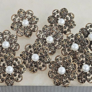 금속 조임 앤틱골드꽃잎 10개 일괄