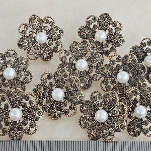 금속 조임 앤틱골드꽃잎 10개 일괄