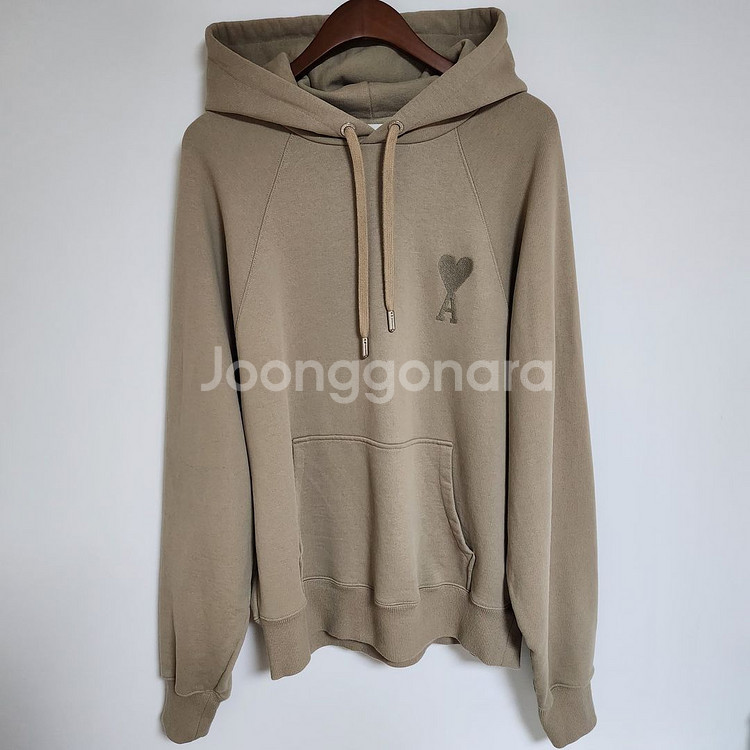 XL 아미 베이지 빅하트 자수 후드티 USW202--0