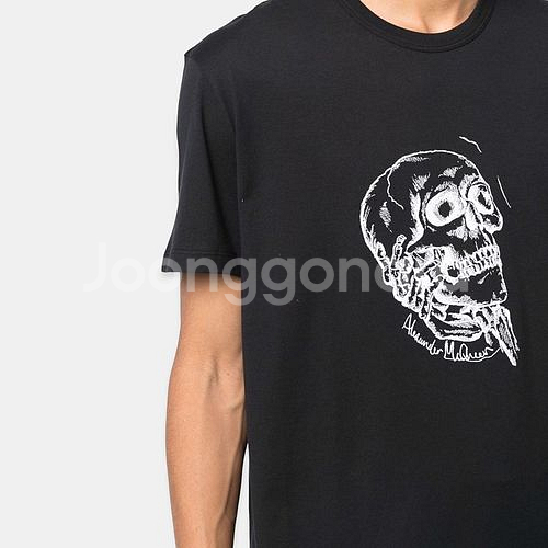 알렉산더 맥퀸 핸드웍 스컬 프린티 티셔츠 22시즌 mn--2