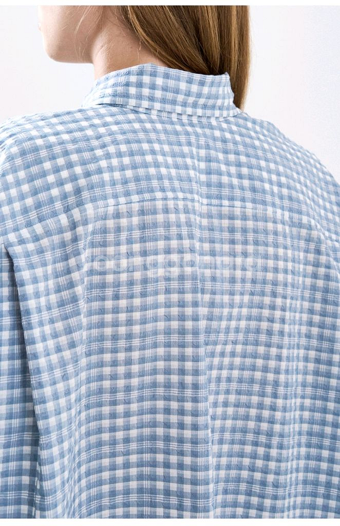 25 시스템 크링클 깅엄 체크 셔츠--4