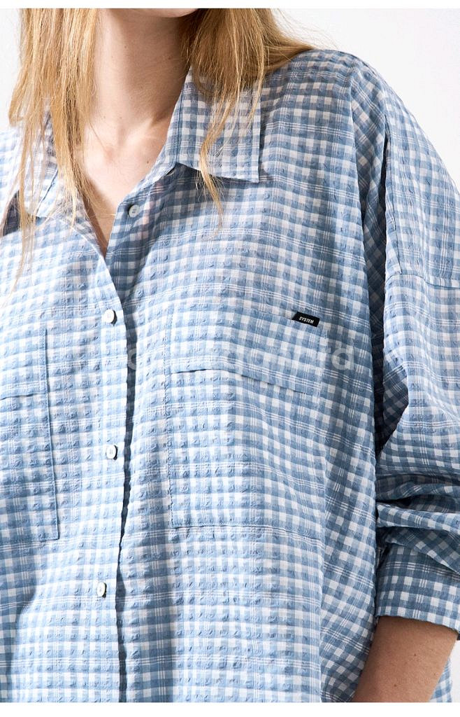 25 시스템 크링클 깅엄 체크 셔츠--3