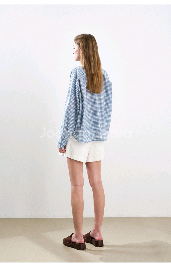 25 시스템 크링클 깅엄 체크 셔츠--2