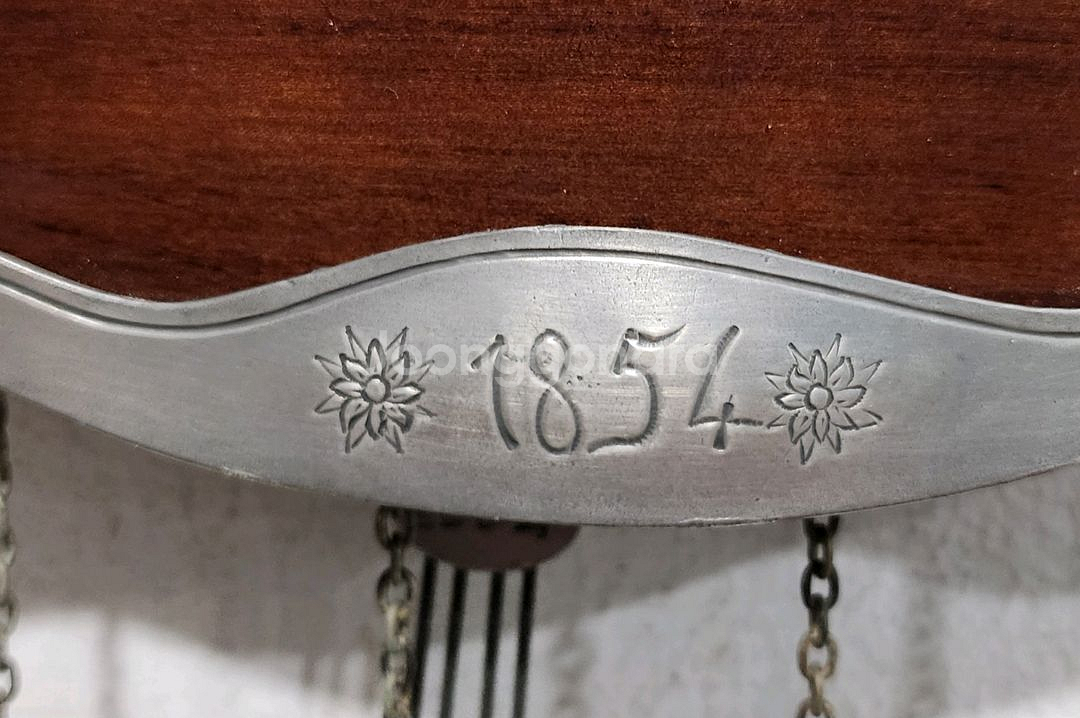 앤틱 원목 주석 액자 쿼츠시계.--2