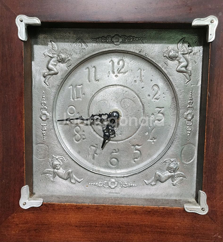 앤틱 원목 주석 액자 쿼츠시계.--1