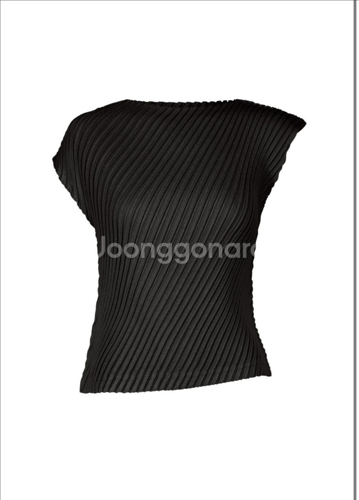 이세이미야케 린넨라이크 탑 블랙--0