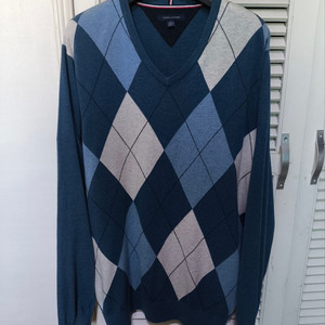 오버핏2XL 타미힐피거 아가일 니트