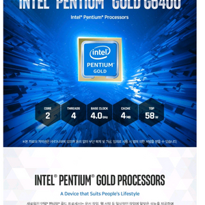 인텔 10세대 CPU 펜티엄 골드 G6400 프로세서