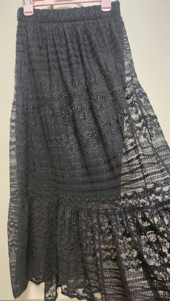 레이스 블랙 롱 스커트 프리사이즈--1