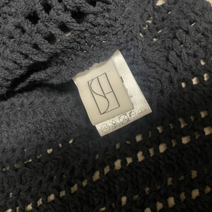 시에 크로쉐 니트 가디건 네이비