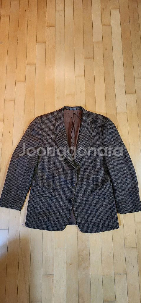 브라운 체크 트위드 모직자켓 2XL--3