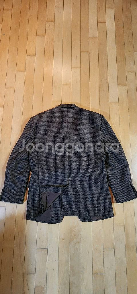 브라운 체크 트위드 모직자켓 2XL--4