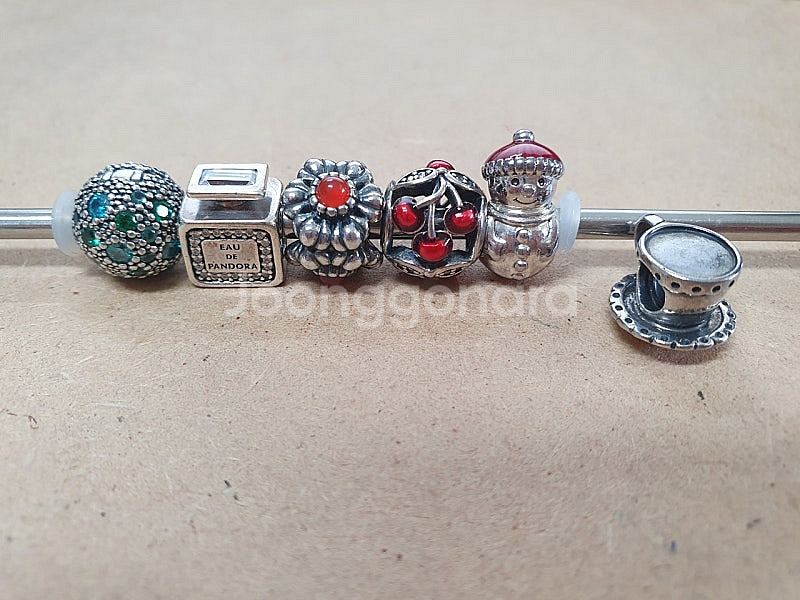 판도라 단종 참 탄생석 꽃참 클립--0