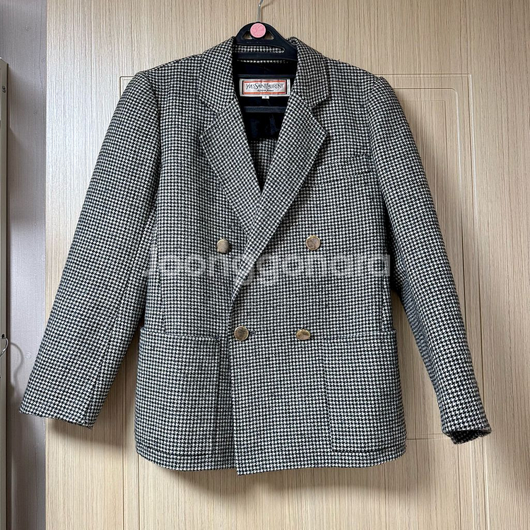 입생로랑 하운드투스 체크 울자켓 반코트--2