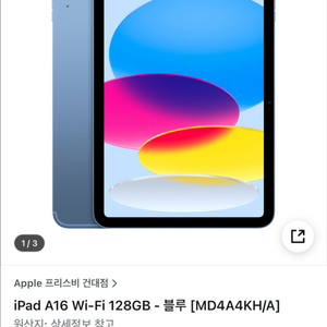 iPad A16 Wi-Fi 128GB 블루