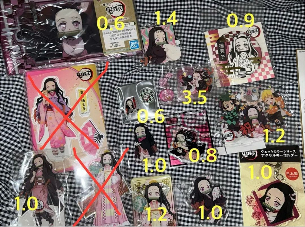 귀멸의 칼날 네즈코 굿즈 아크릴 뱃지 색지 누이 인형--0