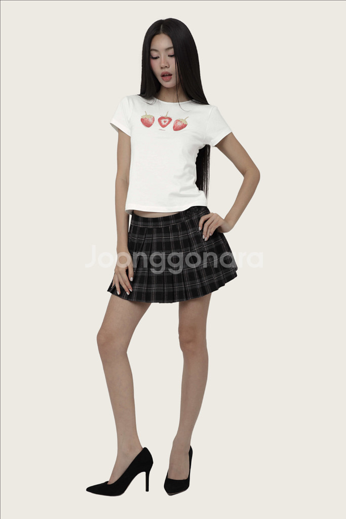 교환) 클리시어 딸기 반팔 티셔츠 스트로베리 파스텔 탑--0