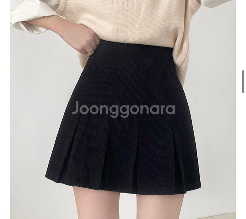 스프링 코듀로이 핀턱 미니스커트--1